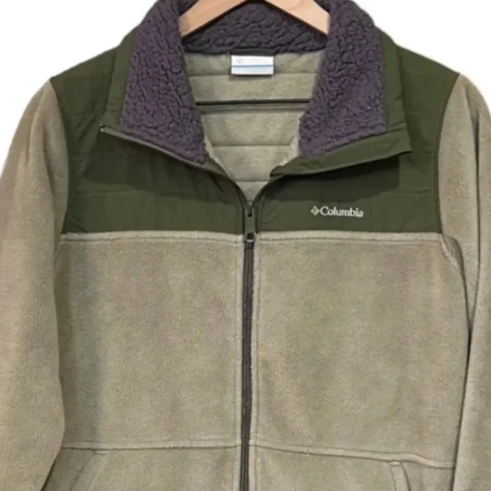 Columbia Women’s Fleece Full Zip Jacket Tan Green Size Small - Picture 6 of 10